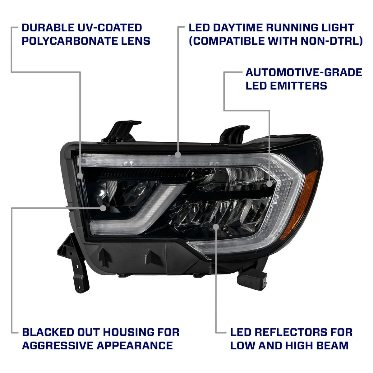 2007 - 2013 Toyota Tundra LED Reflector Headlights (Pair) - Image 7