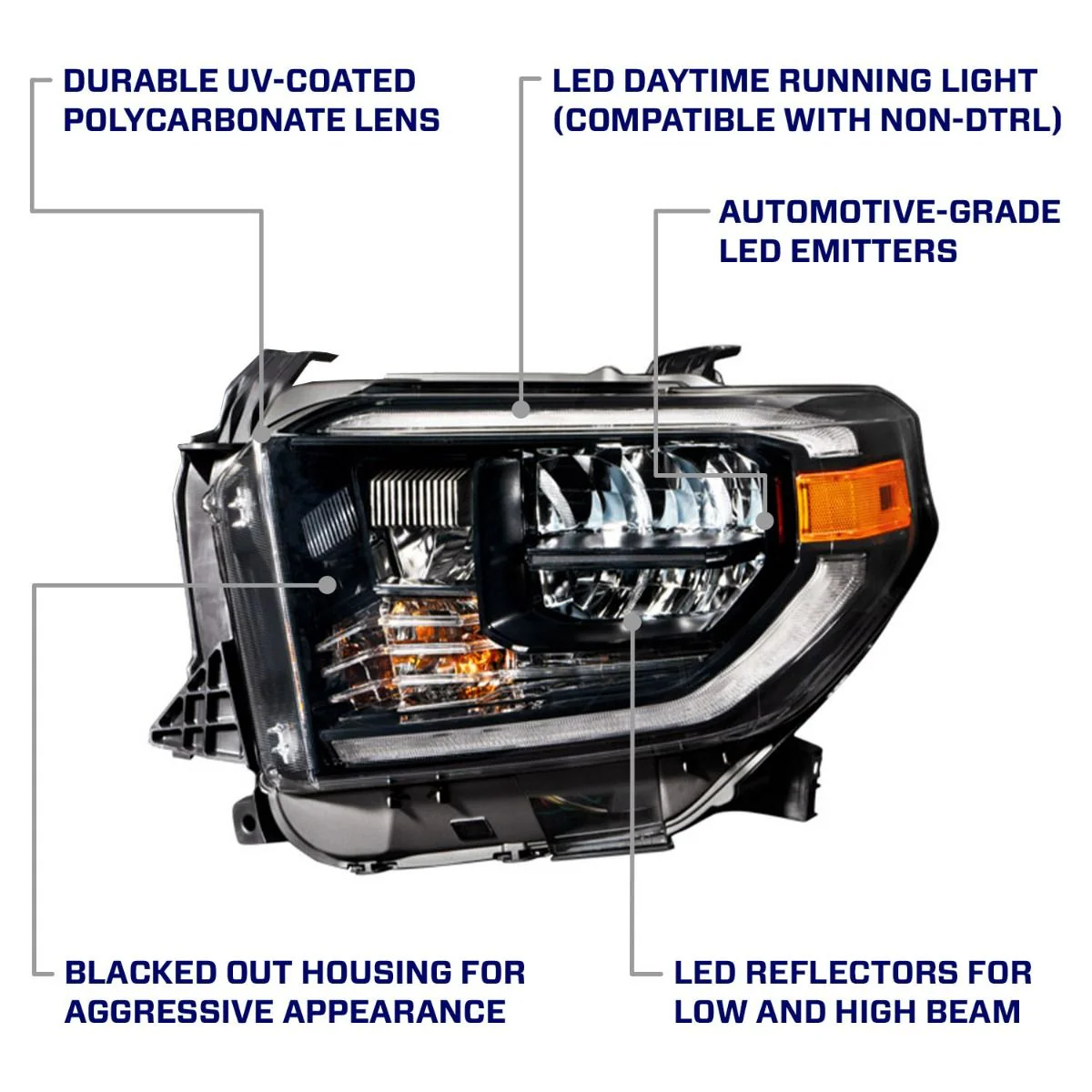 2014 - 2021 Toyota Tundra LED Reflector Headlights (Pair) - Image 8