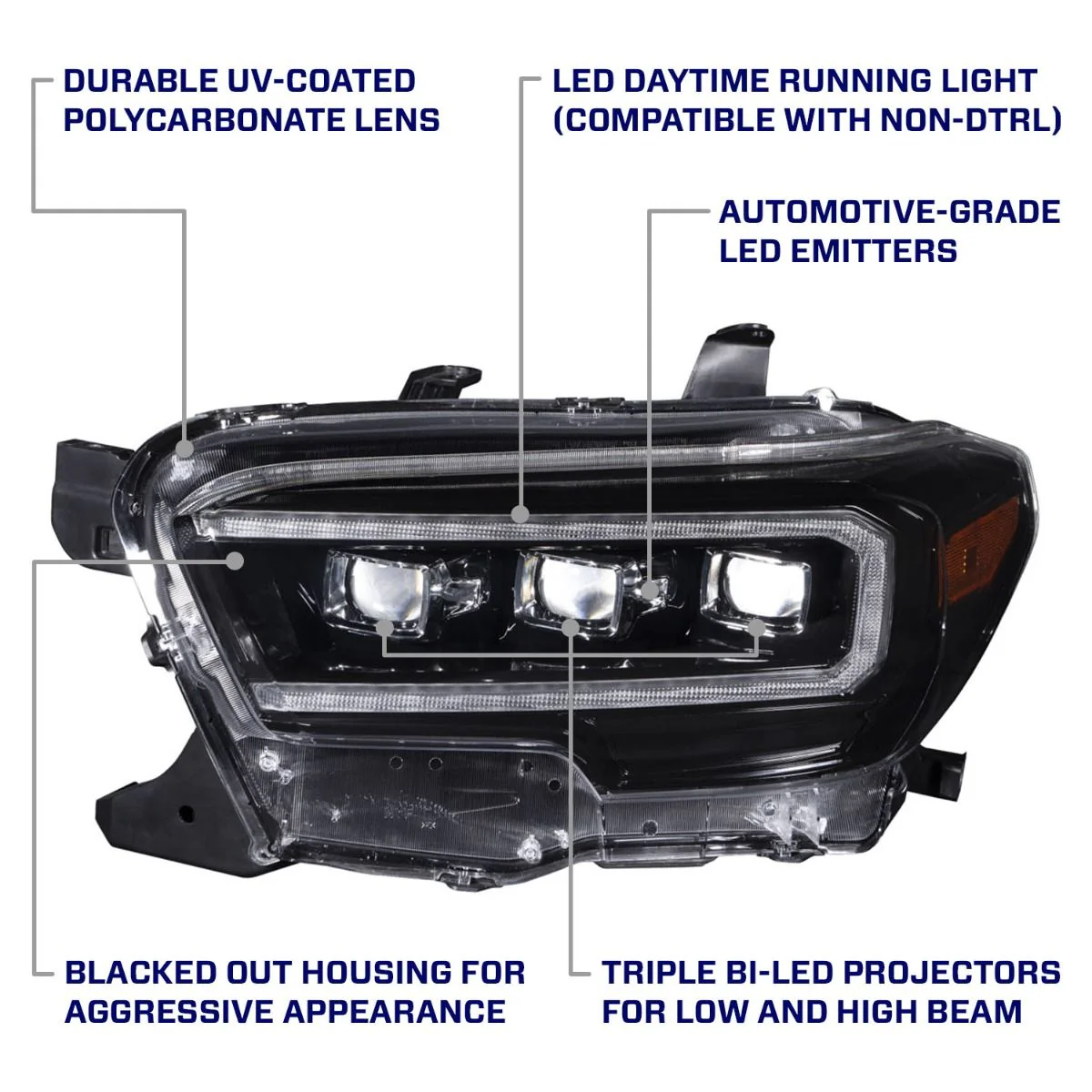 2016 - 2023 Toyota Tacoma Sequential LED Projector Headlights with Amber DRL (Pair) - Image 7
